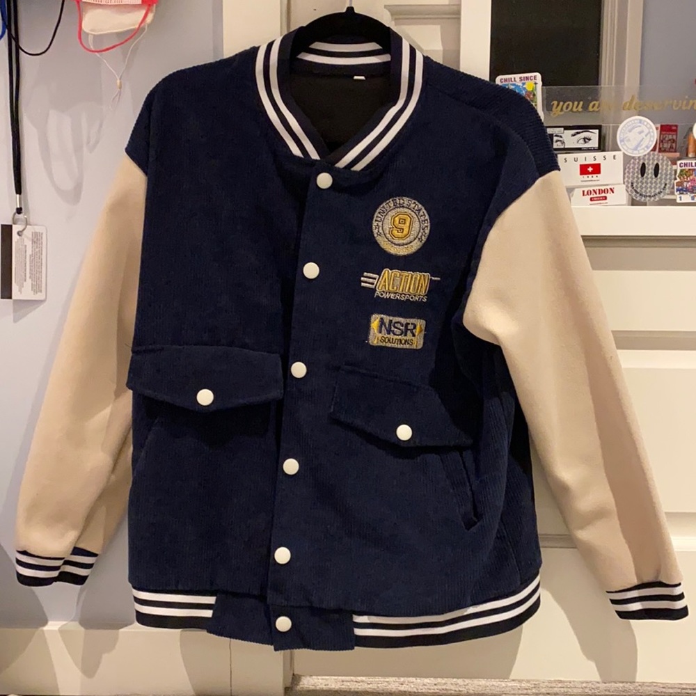 navy bomber jacket